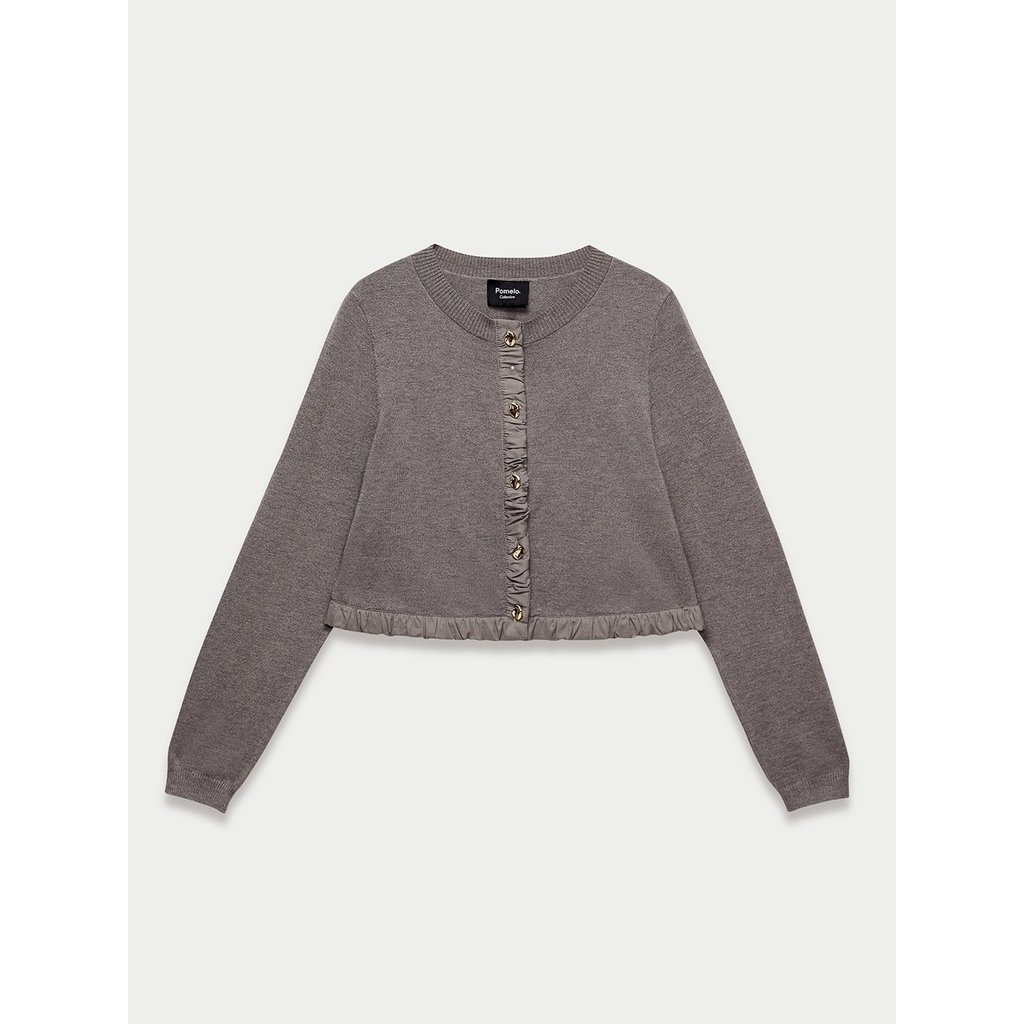 [Pomelo] คาร์ดิแกนแต่งขอบดีไซน์ย่น / Ruched Trim Cardigan