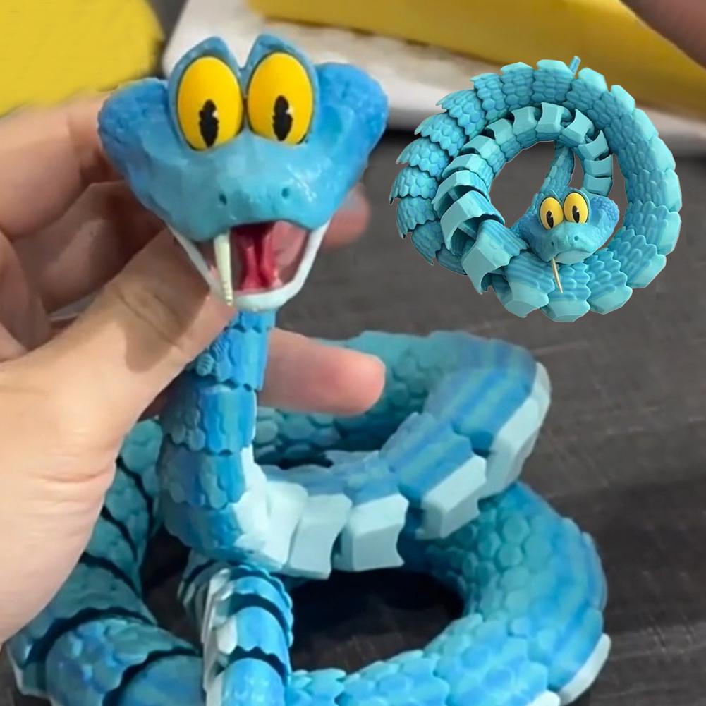3D พิมพ์ของเล่นงูข้อต่อข้อต่อข้อต่อ - สัตว์ที่สมจริงรุ่น Prop งูสําหรับเด็ก T7V9