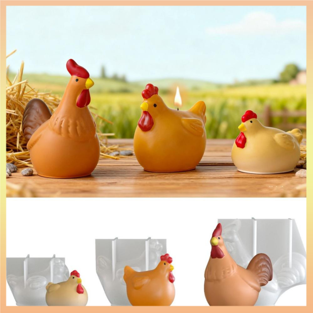 นุ่มน่ารักไก่หัตถกรรม Mould ทนทานปูนปลาสเตอร์ซีเมนต์ Mould Non-Stick Easy-To-Demmould 3d ไก่เทียนแม่พิมพ์สําหรับตกแต่งบ้านรูปปั้นปูนปลาสเตอร์สบู่ทํา