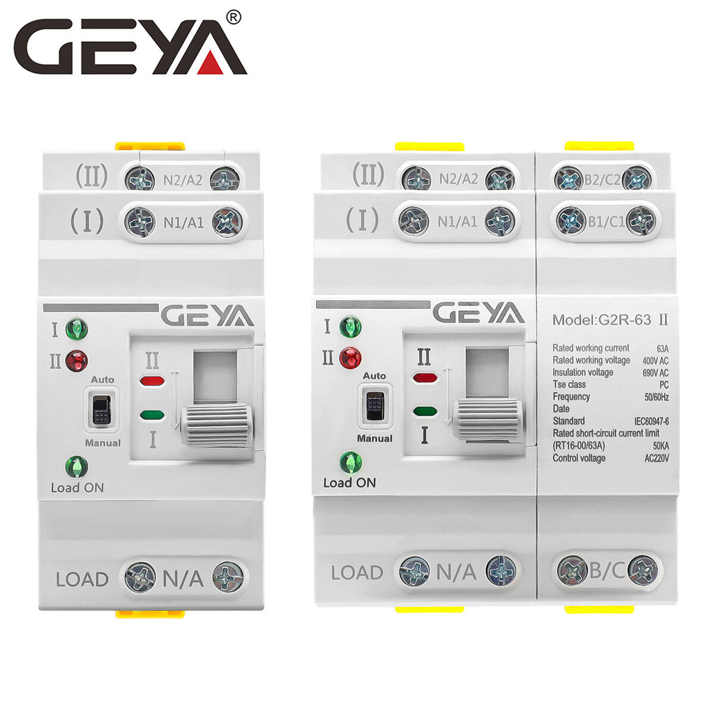 GEYA G2R 2P 4P ATS Dual Power สวิตช์โอนอัตโนมัติ 25A 40A 63A 50/60HAZ AC230V Din Rail
