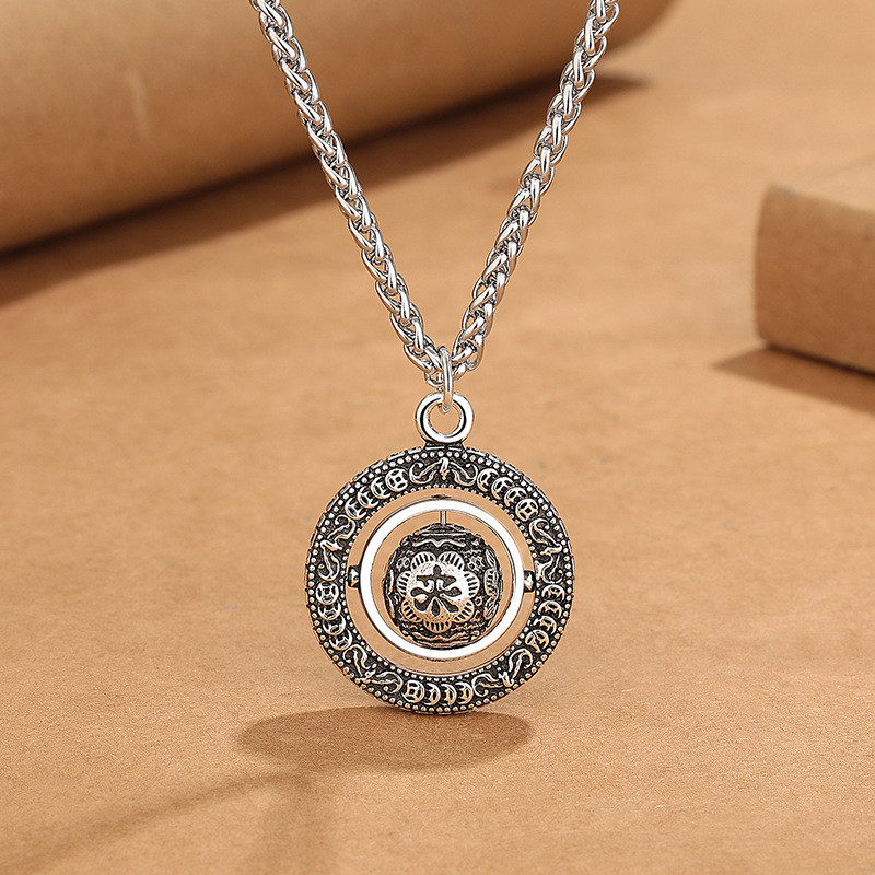 Retro All-Match Time to Run สร้อยคอผู้ชายหมุนได้ Creative Niche Design สร้อยคอ/H11.22