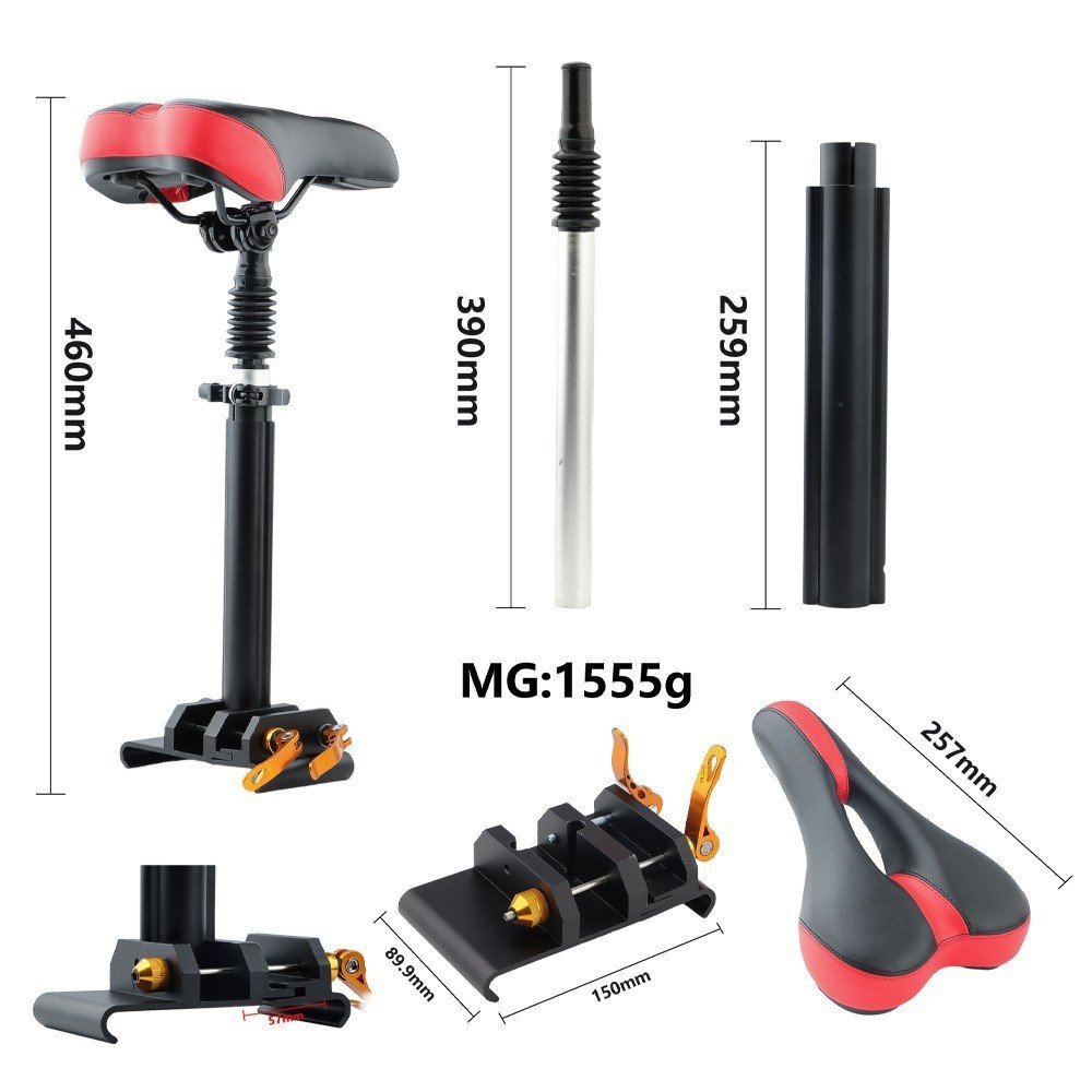 M365 เบาะรองนั่งไฟฟ้าเหมาะสําหรับอุปกรณ์ดูดซับแรงกระแทกสกู๊ตเตอร์เจาะฟรีสีแดงขายส่งที่นั่งแบบปรับได้