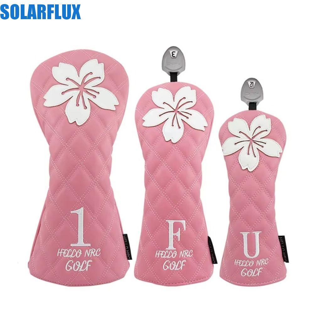SOLARFLUX Golf Club Protector, นุ่มและทนทานกันน้ํา Golf Head Cover, หญิงสาว PU หนังดอกไม้สีชมพู Sakura รูปแบบไม้ Headcover Driver Fairway ราคา ถูกที่สุด ดีลบีเคเค รูปภาพหลัก