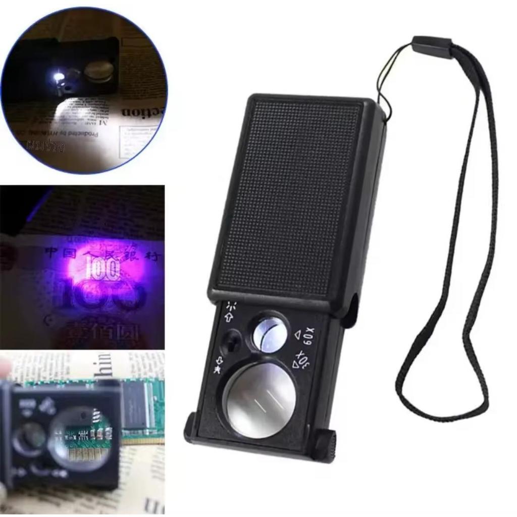 กล้องส่อง3เลนส์ กล้องส่องพระ ส่องเพชร 30x 60x 90x พร้อมไฟ LED กล้องพระ แว่นส่องพระ ส่องพระ