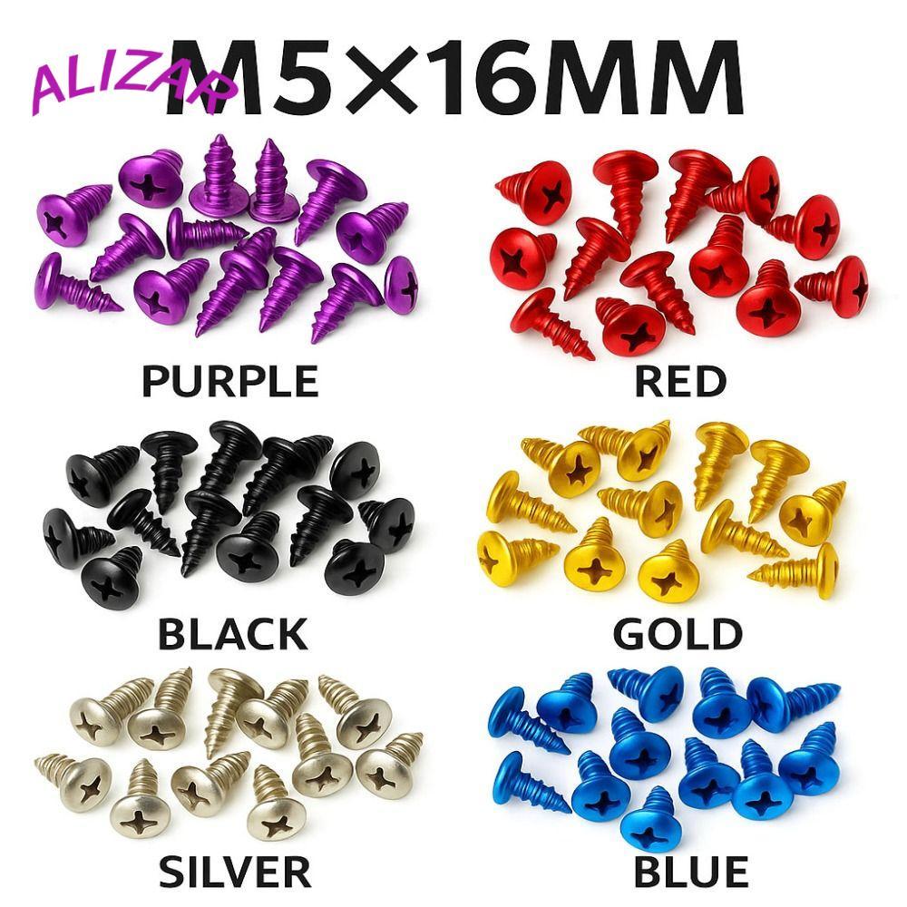 ALIZAR 30 ชิ้นตกแต่ง Bolt ชุด, Universal M5x16 สกรูแตะตัวเอง, Body Repair อลูมิเนียมอัลลอยด์สีสันมอเตอร์ไซด์ Fairing สกรูสําหรับรถจักรยานยนต์การปรับเปลี่ยน