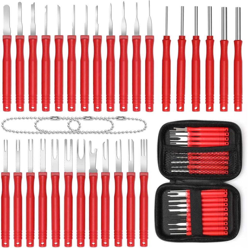 30+4P Terminal Pin Removal Tool Kit, Electrical Connector Depinning Tool Terminal Pin Extractor Kit 