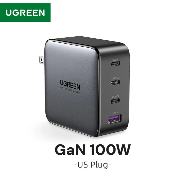 UGREEN 100W GaN Charger USB C Charger QC4.0 3.0 3C1A PD Fast Charger สําหรับโทรศัพท์ Macbook แล็ปท็อ