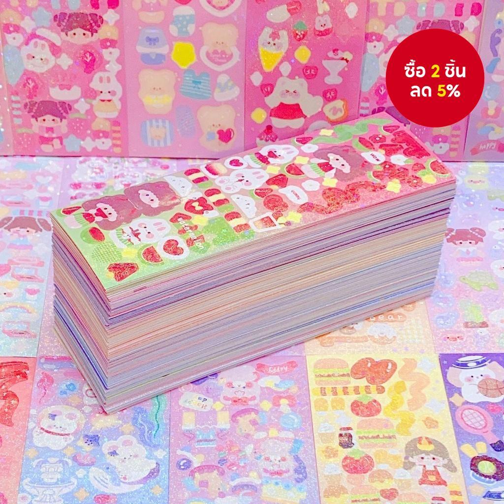 ชุดสติ๊กเกอร์เลเซอร์ น่ารัก 100/200 ชิ้น, การตกแต่ง ทําเอง การ์ตูนที่ไม่จําเป็นสําหรับเด็กเครื่องเขียน