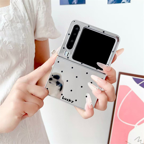 เคส flip6 flip 5 samsung เคส z flip 6 เหมาะสําหรับ Huawei purax Mirror Polka Dot เคสโทรศัพท์ P50Pock