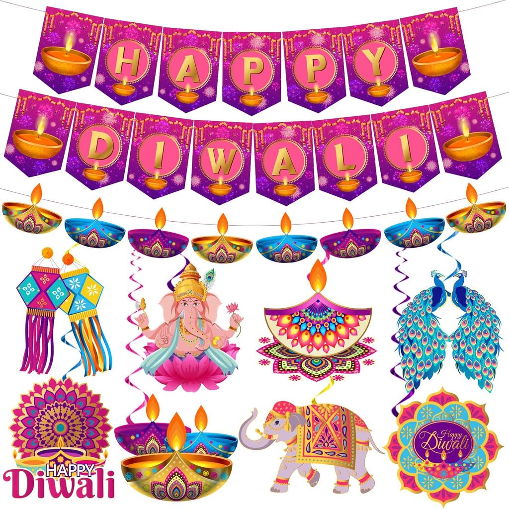 Diwali Decorations for Home, Happy Diwali Decorations includes Happy Diwali Banner and Diwali Hangin