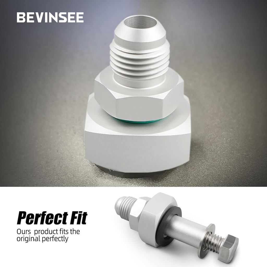 Bevinsee 6AN Universal Fuel Tank Return Line Fitting Bung Kit Aluminum 9/16"-18 to 6AN Fitting