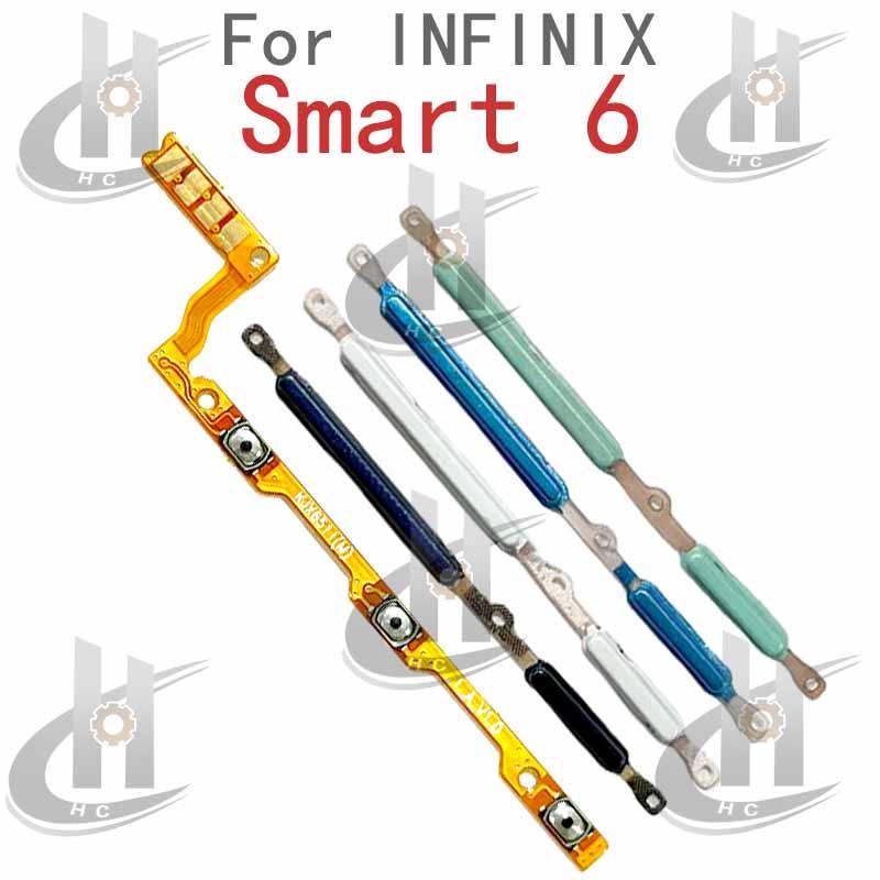 อะไหล่ทดแทนสําหรับ Infinix Smart 6 X6511B X6511 ปุ่มปรับระดับเสียงด้านข้าง พร้อมสาย Flex คีย์ขึ้นลงและปิดระดับเสียง