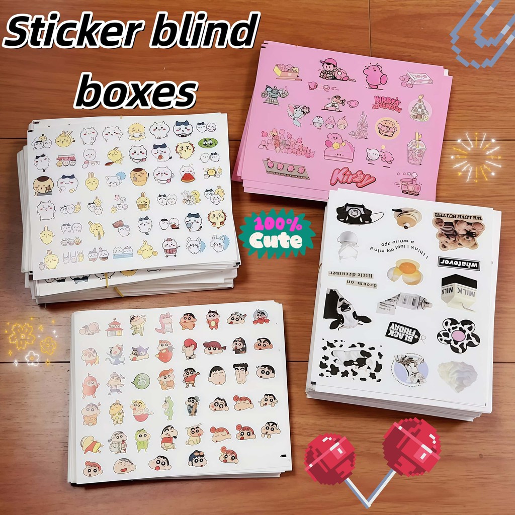 Sticker blind boxes PVC ลายวัตถุ สไตล์เรโทรสําหรับตกแต่งสมุดภาพอัลบั้มรูปภาพ แล็ปท็อป 166*136ขนาด
