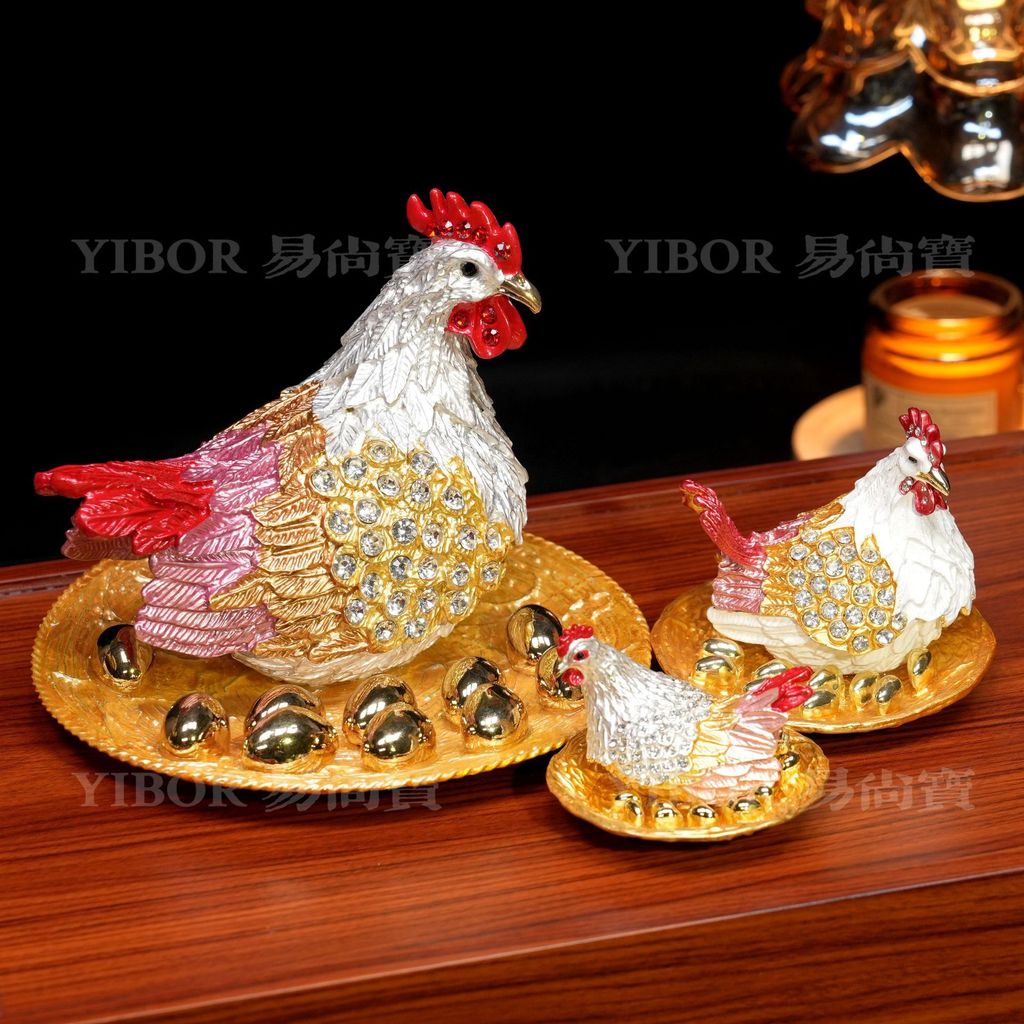 โลหะเคลือบกล่องเครื่องประดับ Hen เครื่องประดับเปิดธุรกิจพิธีขึ้นบ้านใหม่ของขวัญ Home Lucky ตกแต่งหัต
