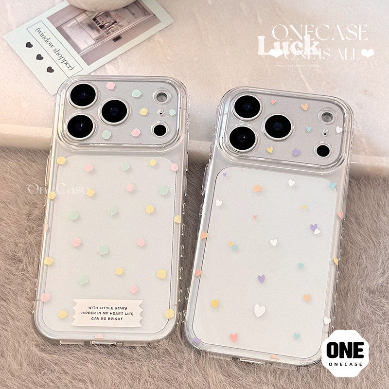 เหมาะสำหรับ IPhone 17 16 13 11 15 14 12 Pro Max 8 7 15 Plus XR X XS Max 7Plus 8Plus SE หัวใจลายจุดสีสันสดใส