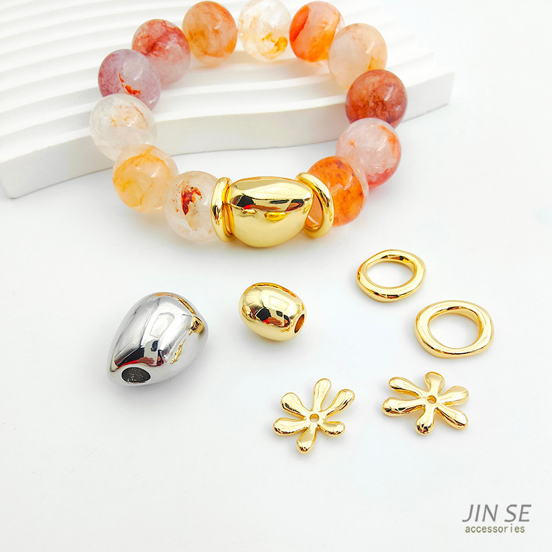 ลูกปัด Spacer 18K 14K จากหินธรรมชาติรูปร่างไม่สม่ำเสมอ