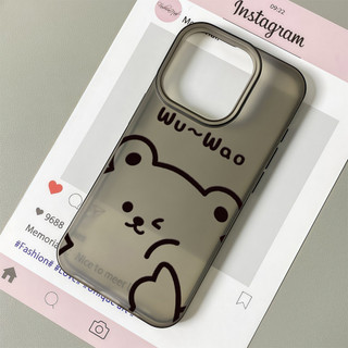 ส่งจากไทย เคสโทรศัพท์ สำหรับไอโฟน15 ลายหมีสีดำ เคสด้านแบบใสนิ่ม For IPhone17 16 13 11 12 14 15ProMAX XR XSMAX 6/7/8PLUS