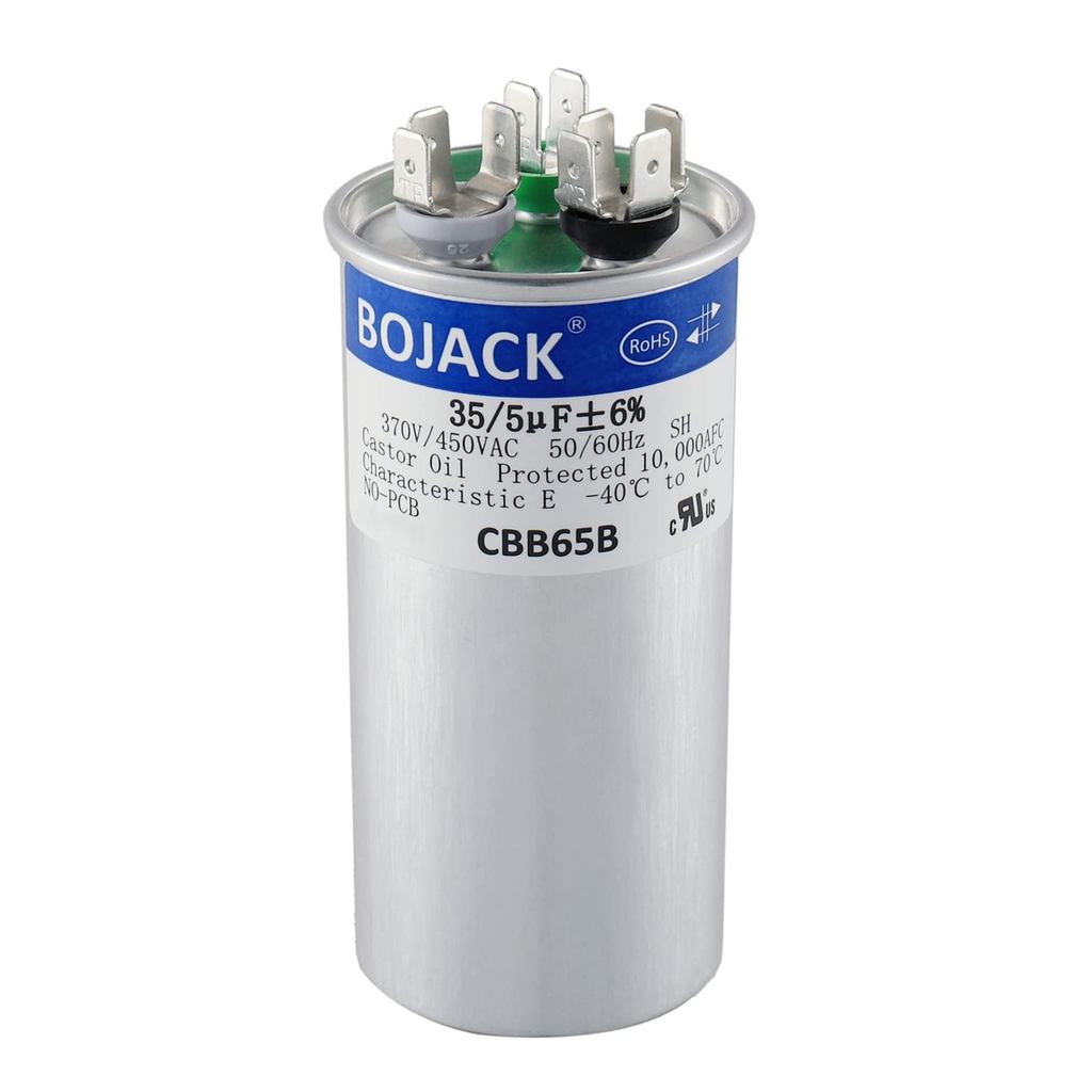 BOJACK 35+5uF 35 5 MFD ±6% 370V/440V CBB65 Dual Run Circular Start Capacitor สําหรับ AC มอเตอร์ Run 