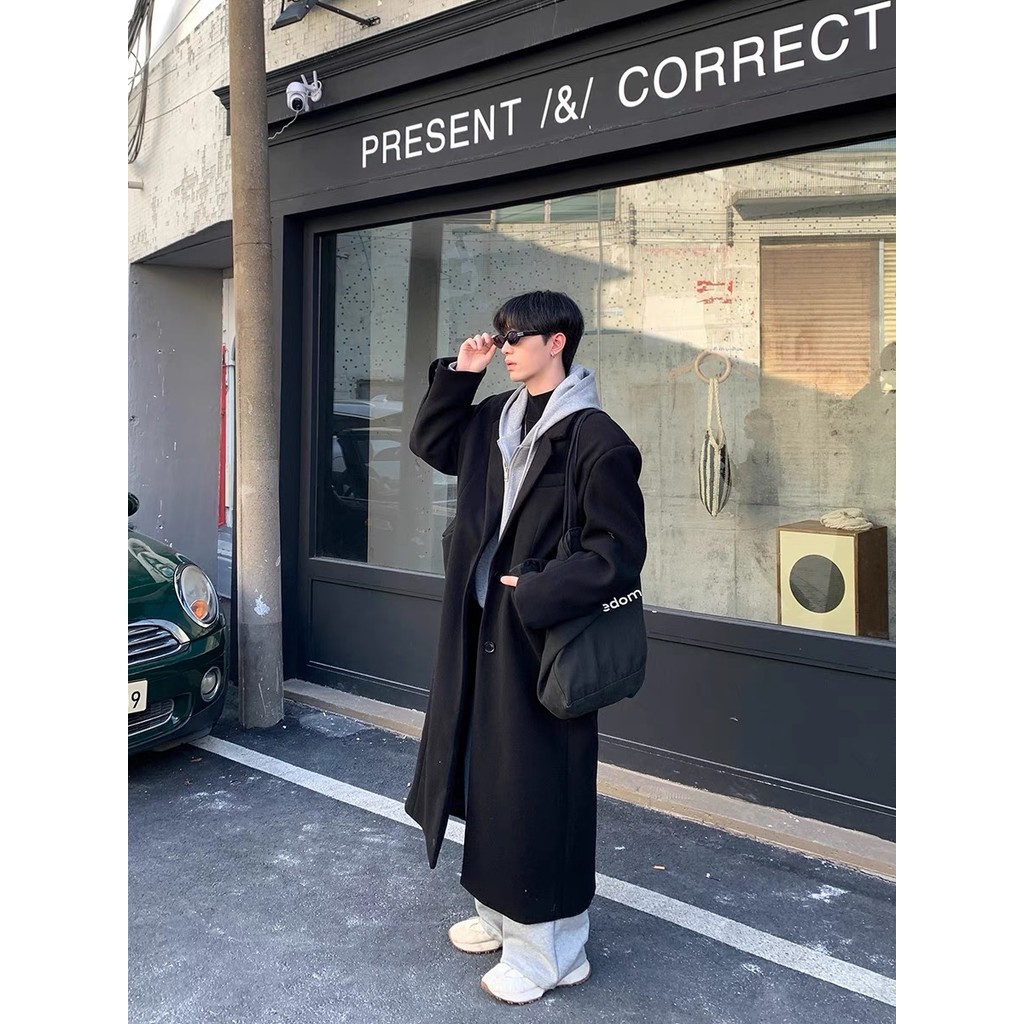 เสื้อคลุมผู้ชาย SEACHENIC กันลม สไตล์อังกฤษ สีทึบ ระดับเข่า — صورة 3