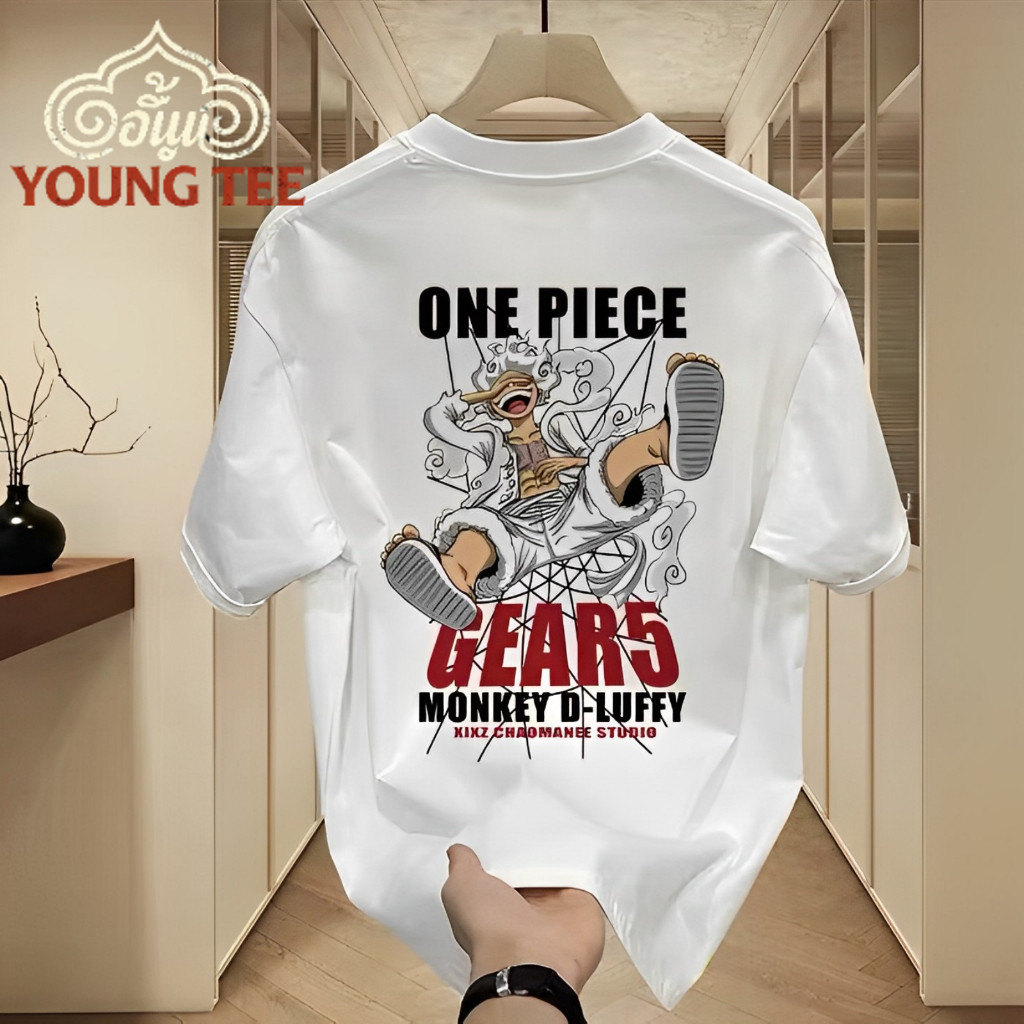 One Piece เสื้อยืด oversize เสื้อเชิทผู้ชาย แขนสั้น ผ้าฝ้าย ทรงหลวม โอเวอร์ไซซ์ สไตล์เกาหลี เสื้อเกาหลีชาย