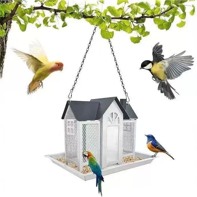 Yuanlin งานฝีมือแขวนประเภทโลหะกลางแจ้ง Feeding House Swing Cross-Border Bird Feeder Creative Courtya
