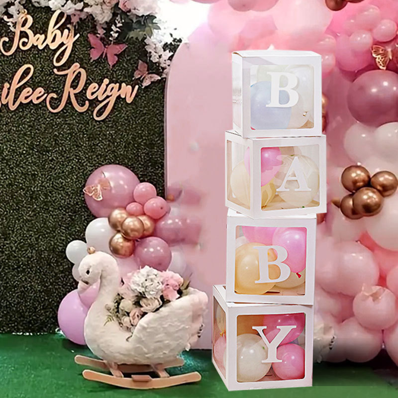 โปร่งใสโปร่งใสบอลลูนกล่อง BABY Letter LOVE งานแต่งงาน Live Stage ตกแต่งวันเกิด Surprise กล่อง 12.2z