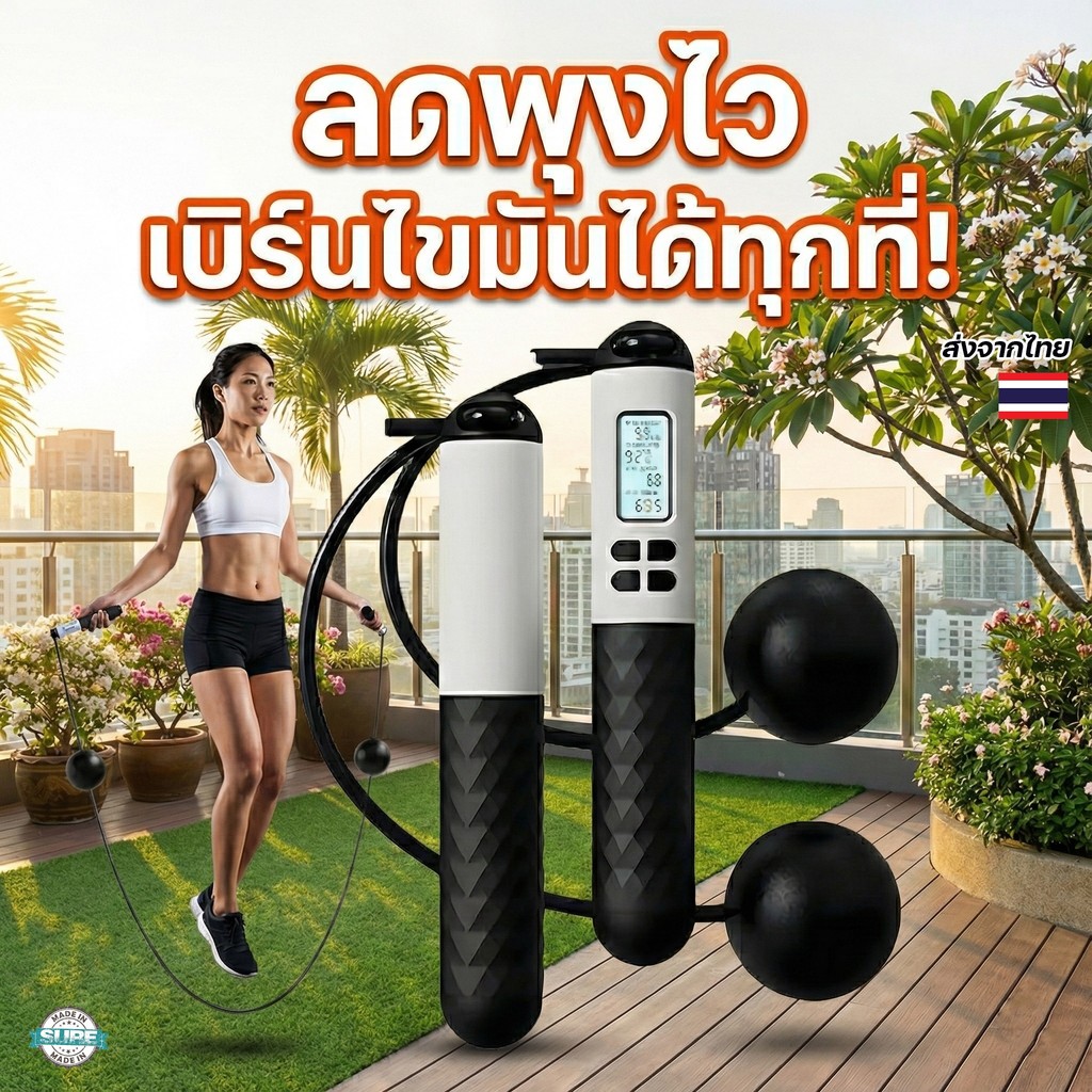 เชือกกระโดดแบบไร้เชือก อัจฉริยะใช้แรงโน้มถ่วง ช่วยเบิร์นไขมัน เหมาะสำหรับฟิตเนส-บ้าน