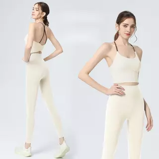 SHQX ผู้หญิง Racerback ชุดออกกําลังกายเอวสูง Tummy Control Leggings 4-Way ยืดกางเกงโยคะ + Matching Bra Sweat-Wiking สําหรับวิ่งและโยคะร้อน