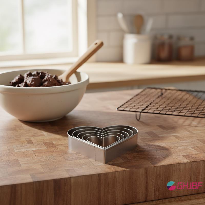 GHJBF] 5 ชิ้น/อัพเกรด DIY Love Heart สแตนเลสเครื่องตัดคุกกี้บิสกิตแม่พิมพ์ Fondant Pastry เค้กตกแต่ง