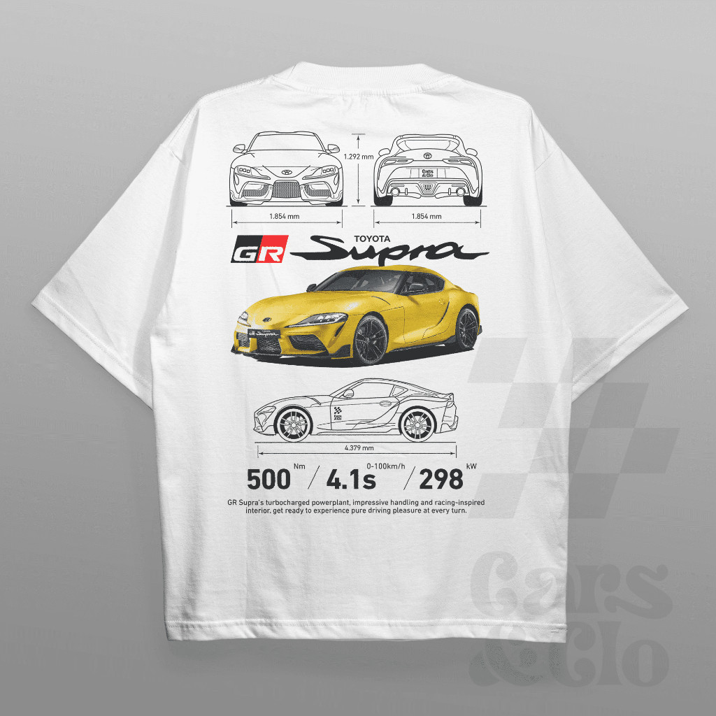 รถยนต์และโคลน - Regular Fit White - เสื้อยืด Toyota GR Supra MK5 Blueprint