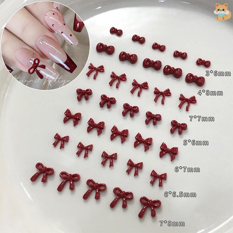 [VI] 100PCS 3D Nail Art Red Bow Charms อุปกรณ์อุปกรณ์เสริมชิ้นส่วนเรซินสําหรับเล็บ Decorastion ผลิตภัณฑ์ตกแต่งเล็บวัสดุเครื่องมือ TH ราคา ถูกที่สุด ดีลบีเคเค แกลเลอรีภาพที่ 2
