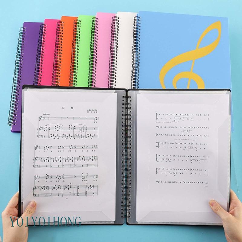 YOI A4 แฟ้มโฟลเดอร์กันน้ํา Spiral-bound Sheet Music Binder 10x13Inches 20 แขน