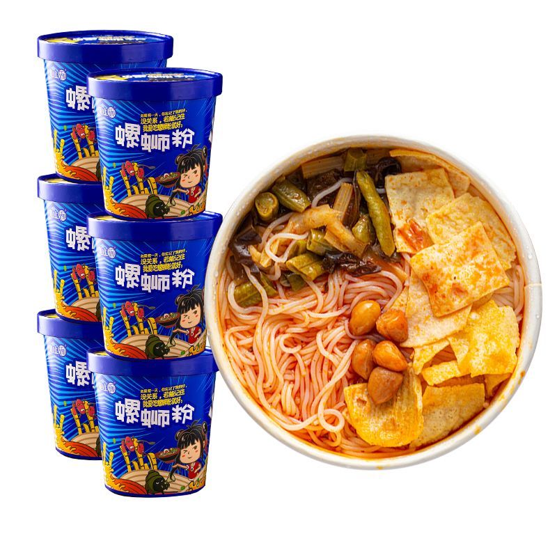 Xinshang Bowl Liuzhou บะหมี่หอยทากลํากล้องขี้เกียจสะดวกอาหารสําเร็จรูปประเภทการต้มเบียร์บะหมี่เปรี้ย