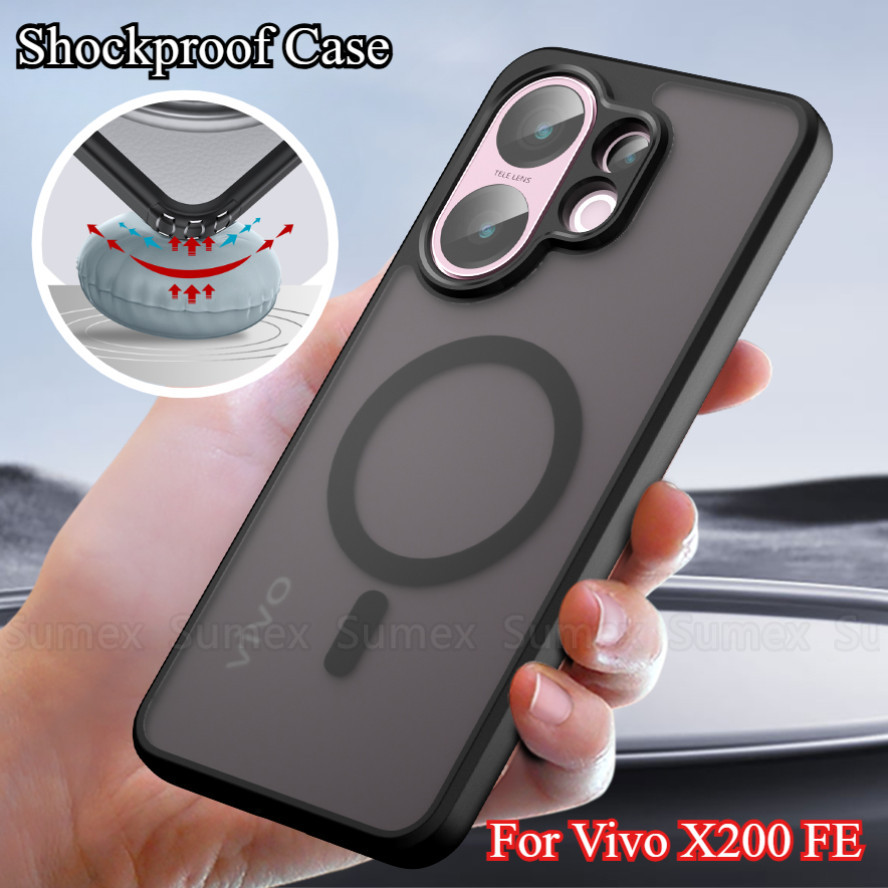 สายชาร์จแม่เหล็กเคสโทรศัพท์สําหรับVivo X200 FE Pro Mini 5GคุณภาพดีกันกระแทกFrosted Matteปลอกนุ่มTPUก