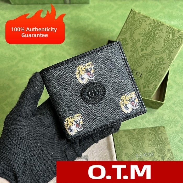 กระเป๋าสตางค์ GUCCI ลายเสือ กระเป๋าสตางค์แบบพับสั้น มีช่องใส่บัตร กระเป๋าสตางค์ผู้ชาย 671652 มีสินค้