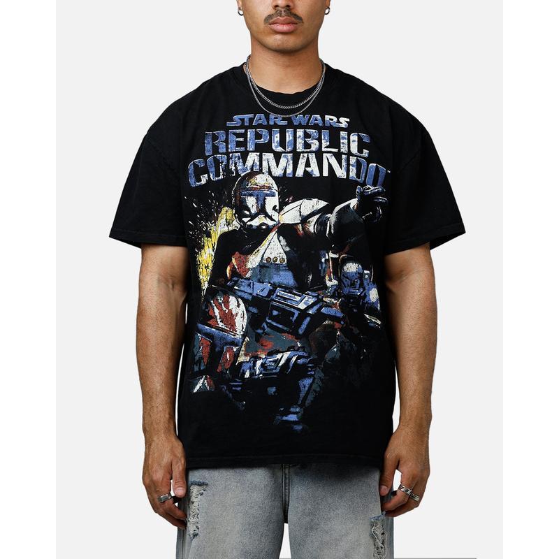 73Studio เสื้อยืดสตาร์วอร์ส แบทเทิลฟรอนต์ คอมมานโดสาธารณรัฐ น้ำหนักมาก สีดำ