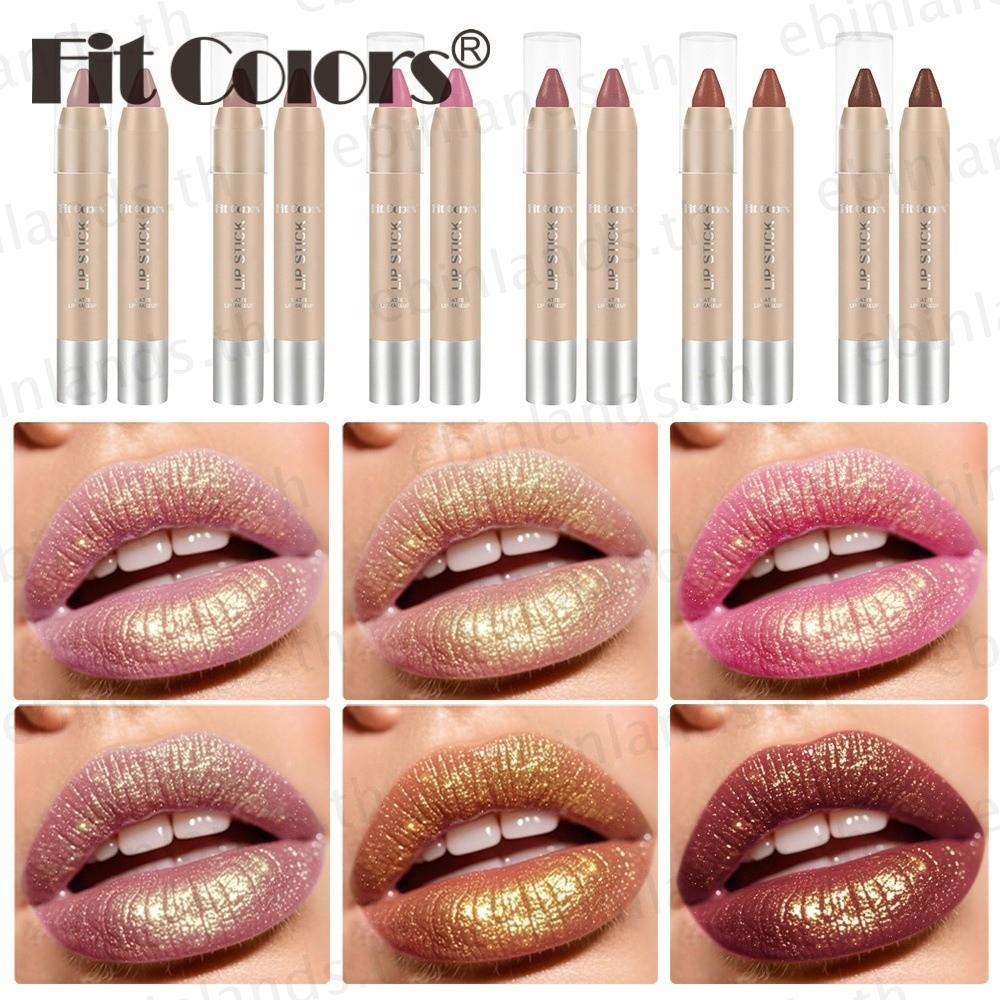 EBINLANDS Lipliner ดินสอ, พร้อม Gold Glitter ลิปสติกติดทนนาน Lipliner, กันน้ํา Matte Shiny Lipliner 