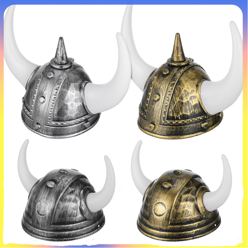 4 ชิ้นไวกิ้ง Headpiece ปีใหม่ Eve หมวก Carnival เครื่องประดับตกแต่งยุคกลาง Horn หมวกกันน็อก Horns สํ