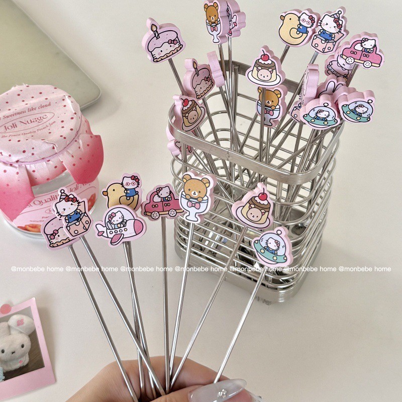 ช้อนคนผสมเครื่องดื่ม ส้อมจิ้มผลไม้ ช้อนคนกาแฟแก้วทนความร้อนสูง สไตล์ins kitty&miffyน่ารัก พร้อมส่ง ราคา ถูกที่สุด ดีลบีเคเค แกลเลอรีภาพที่ 6