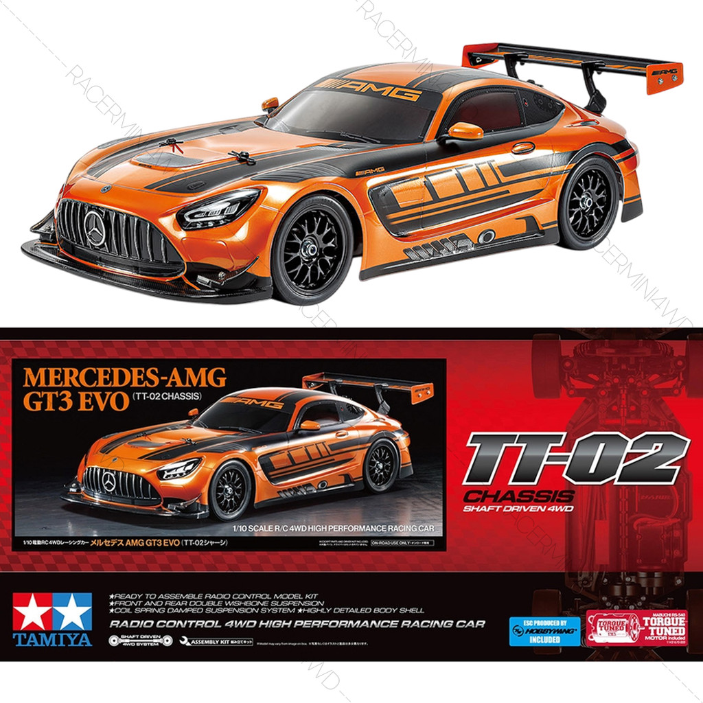 TAMIYA 58750 1/10 R/C Kit Mercedes-AMG GT3 EVO (TT-02 Chassis)
