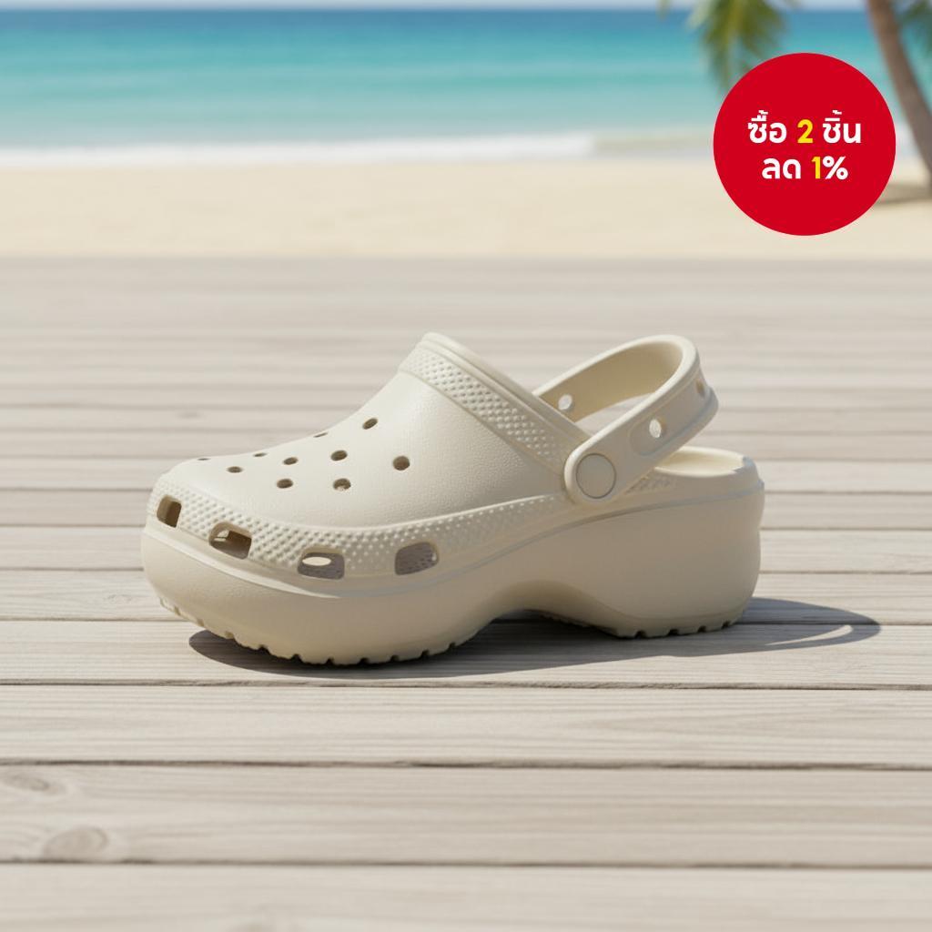 รองเท้า Crocs สูงกว่า 4 ซม. รุ่นพื้นหนา ซีรีส์ Cloud วัสดุ EVA ทนต่อการสึกหรอ ระบายอากาศดี ปิดหัว สําหรับผู้หญิง รองเท้าแตะชายหาดสําหรับกิจกรรมกลางแจ้ง