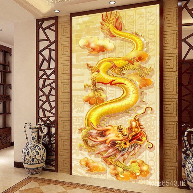 จุดเพชร 5D ก่ออิฐภาพวาด Entrance ขายส่ง Feng Shui เพชรใหม่สไตล์จีน Meaning Dragon Phoenix Chengxiang
