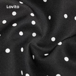 Lovito เสื้อเบลาส์แคชชวลผูกเชือกสีดำ ฤดูใบไม้ร่วง/ฤดูหนาว งานศพ สำหรับผู้หญิง เกาหลี อินเทรนด์ L159AD021