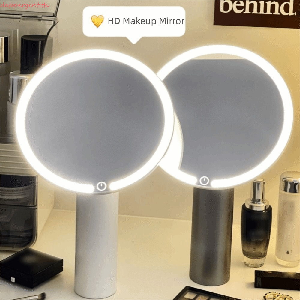 DAPPERGENT กระจกแต่งหน้า LED ระบบควบคุมแบบสัมผัส ไฟ 3 สี กระจกโต๊ะเครื่องแป้งพร้อมไฟ, การชาร์จ USB กระจกเครื่องสําอางแบบพกพาแบบปรับได้ความละเอียดสูง แอพแต่งหน้า