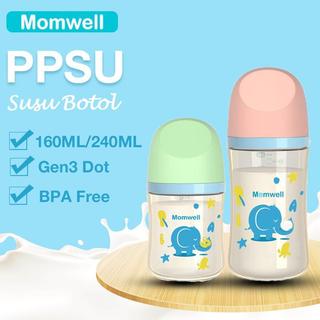 Momwell BPS06 Botol Dot bayi PPSU BPA Free Anti Bocor Botol Minum Bayi 160ML/240ML Dot Bayi Botol