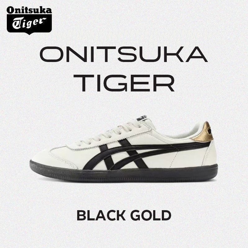 T Tiger Pattern TOKUTEN หนังสังเคราะห์สมาร์ท Casual Low-Top Unisex รองเท้าผ้าใบสีดําทอง 1183B938-100