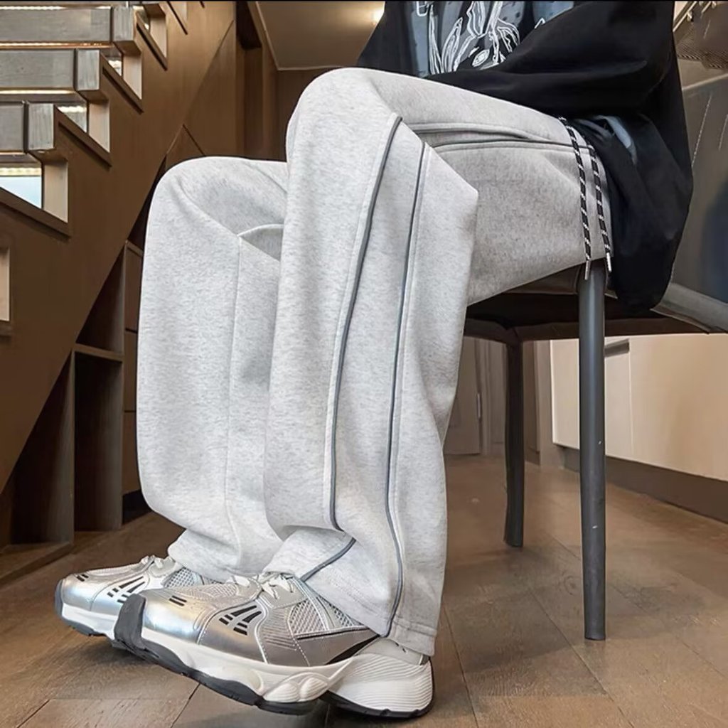 กางเกงขายาวผู้ชาย ทำจากผ้าฝ้าย มีเอวยางยืด สไตล์เรียบง่าย