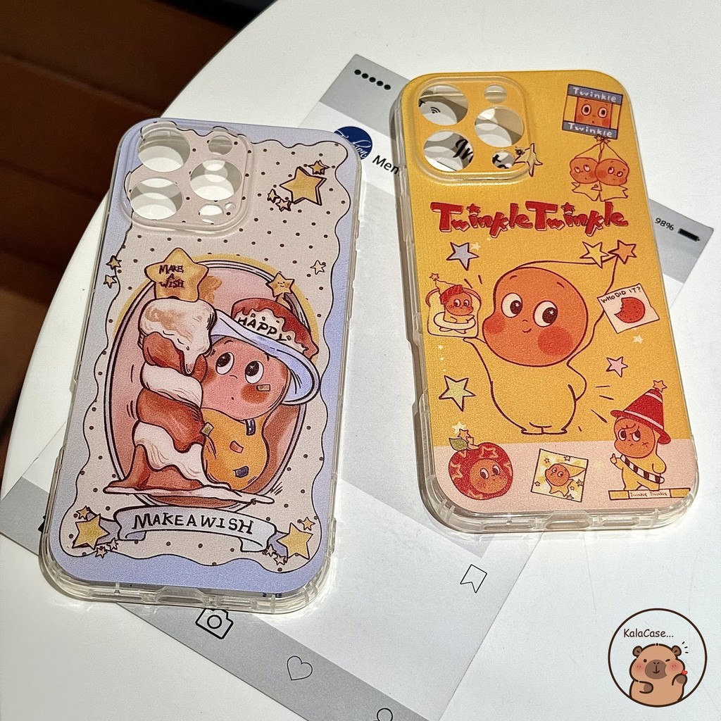 สําหรับ Samsung Galaxy Note 20 Ultra 10 Plus Lite 20+ 10+ เคสโทรศัพท์น่ารัก Twinkle Star Person Apple Polka Dot สีส้มการ์ตูนปลอกอ่อนกรณีฝาหลัง - รูปที่ 2