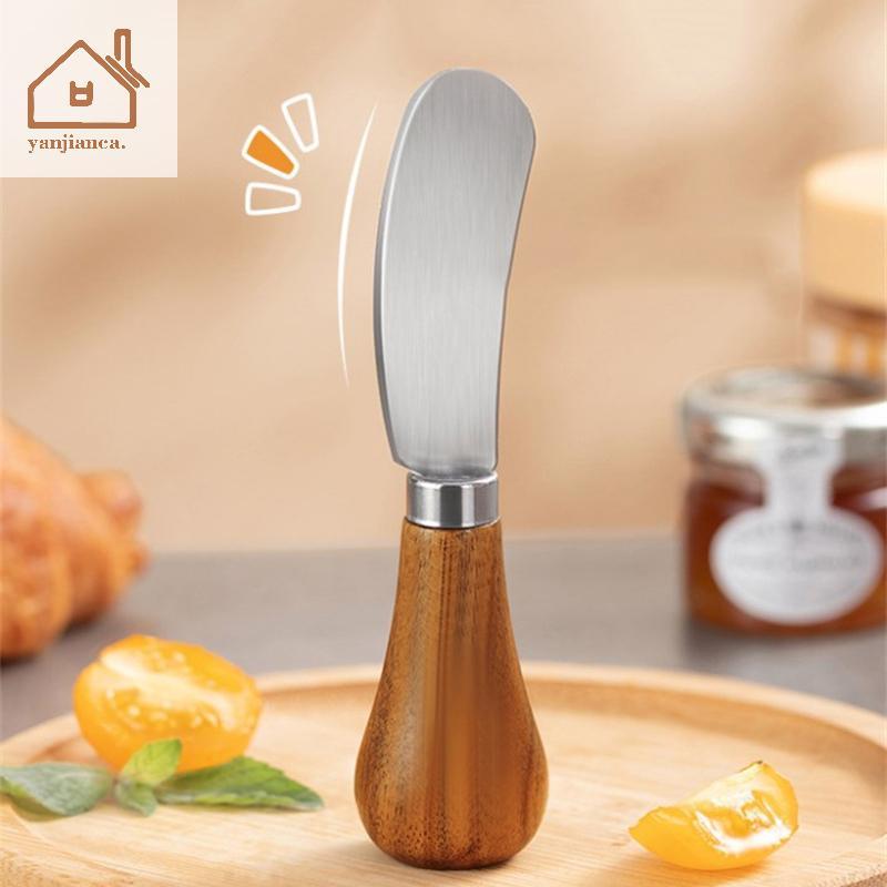 YANCA มีดเนยชีส Spreader Knive Creative ยืนมีดเนย Jam สลัดมีดสแตนเลส Wooded Handle TH