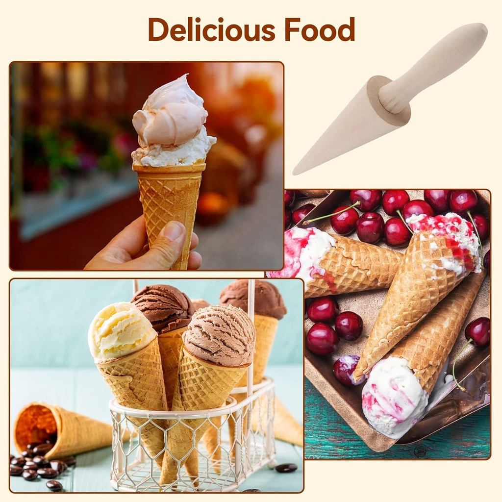 Wood Cone Roller Pizzelle Roller Krumkake Ice Cream Cone Roller Mold Natural Waffle Cone Roller Wood